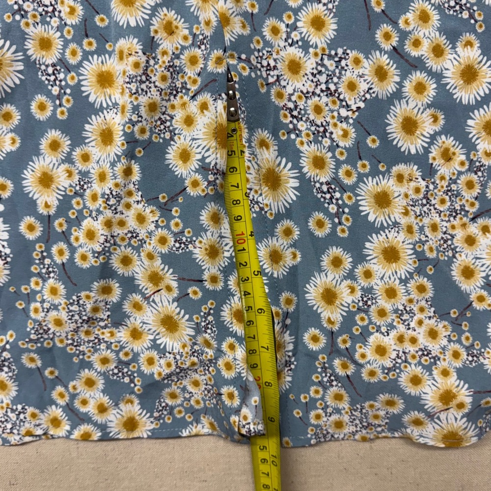 Nnine Womens Blue Floral Daisy Print Puff Sleeve Midi Dress Size M Sweetheart - Picture 6 of 14